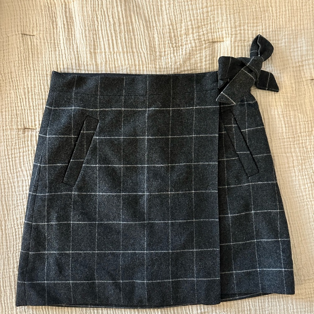 J. Crew Gray Mini Wrap Skirt with Tie Front